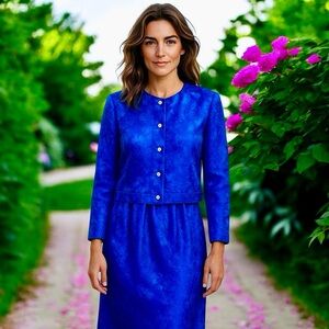 Vintage Henry Lee Jacket Dress Blue Long Sleeve Cocktail Fancy